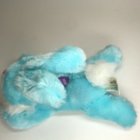 DanDee 8" Blue Easter Bunny Plush Rabbit, Jumping Sound, Pink Nose, Easter Gift - Picture 3 of 7